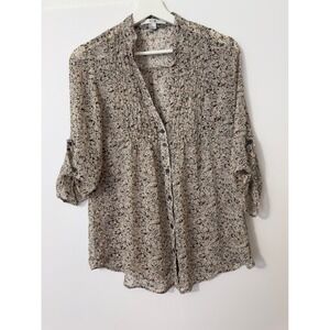 Vintage Forever 21 Floral Blouse Top Womens S‎ Black Pink  Pintuck Sheer